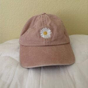 Pink Daisy Embroidered Cap